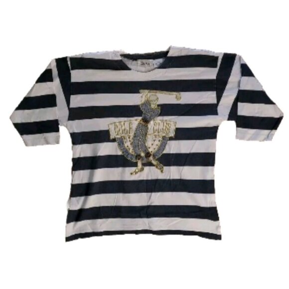 Gardy Golf Club One Size Striped Long Sleeve Shirt 100% Cotton Made In Macau - Picture 1 of 13